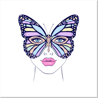 Butterfly woman Posters and Art